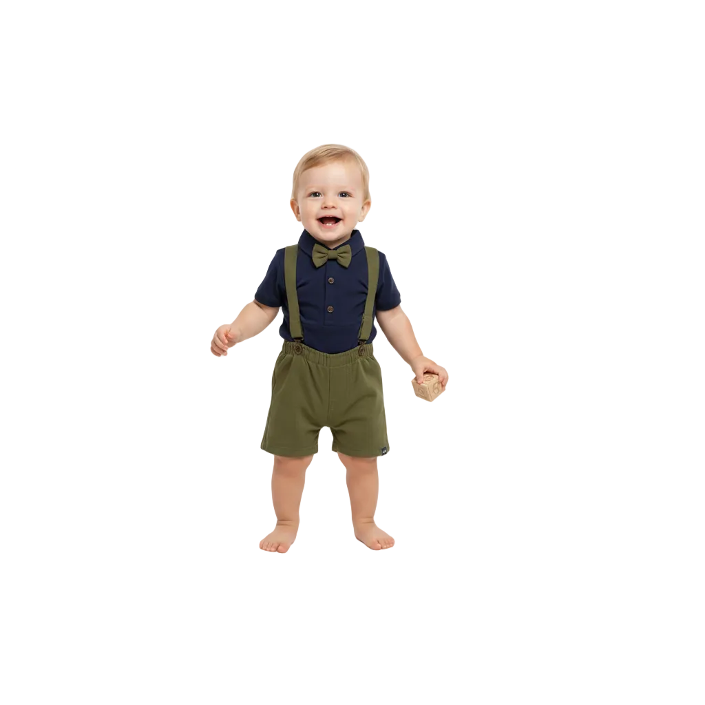 Set Conjunto bebe niño formal tirantes Body shorts color azul 34266 - 193921