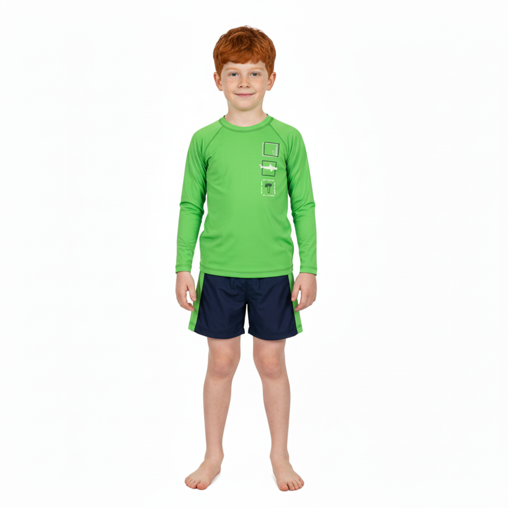 Traje de baño 2 piezas niño quimby color verde 34288 - 150146