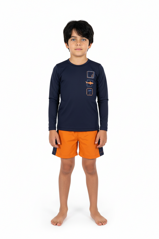 Traje de baño 2 piezas niño quimby color azul oscuro 34288 - 193921