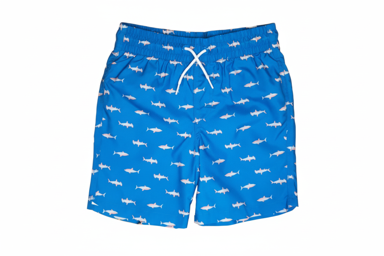 Calzoneta Short traje de baño azul tiburones old navy niño