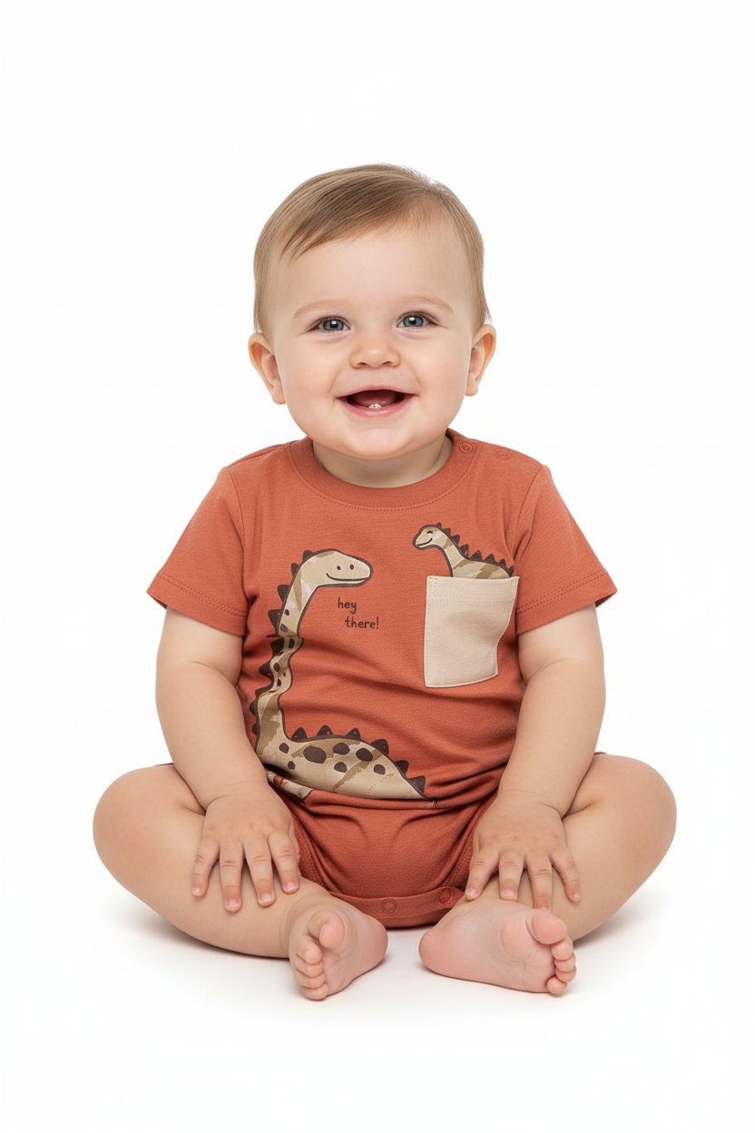 Overall enterizo Dinosaurio café bebe niño Quimby 34457-151429