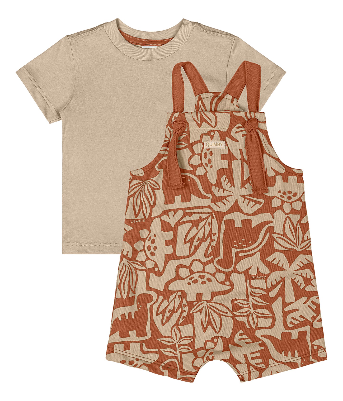 Set conjunto overall y camisa café bebe niño Quimby 34460-120304