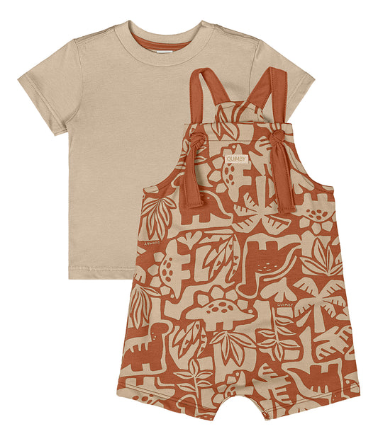 Set conjunto overall y camisa café bebe niño Quimby 34460-120304
