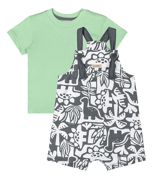 Set conjunto overall y camisa verde bebe niño Quimby 34460-136007