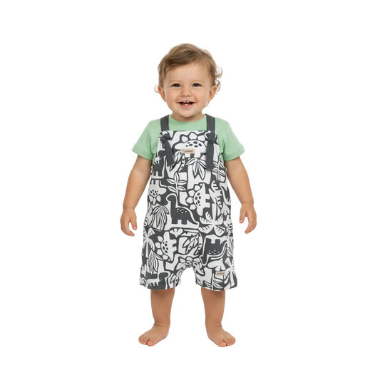 Set conjunto overall dinosaurios y camisa verde bebe niño Quimby 34460-136007