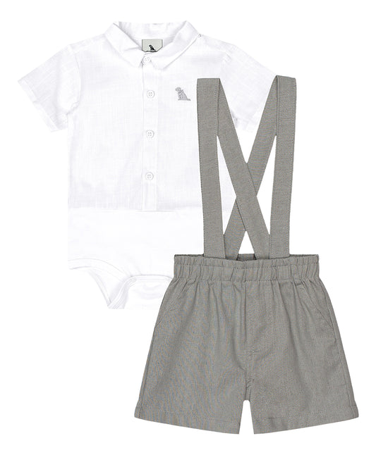 Set conjunto blanco bebe niño Quimby tirantes 34471-000101