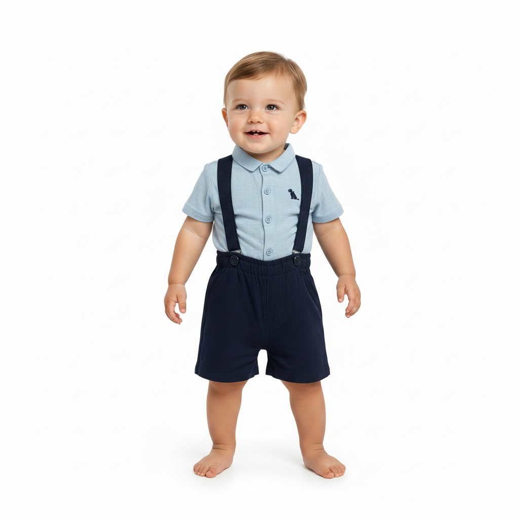 Set conjunto azul bebe niño Quimby tirantes 34471-134304