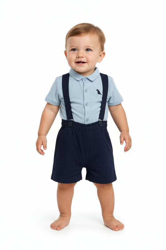 Set conjunto azul bebe niño Quimby tirantes 34471-134304