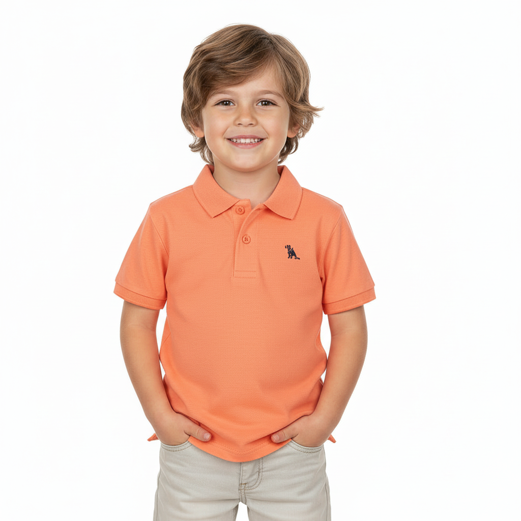 Camisa estilo polo naranja Quimby niño 34481-151247