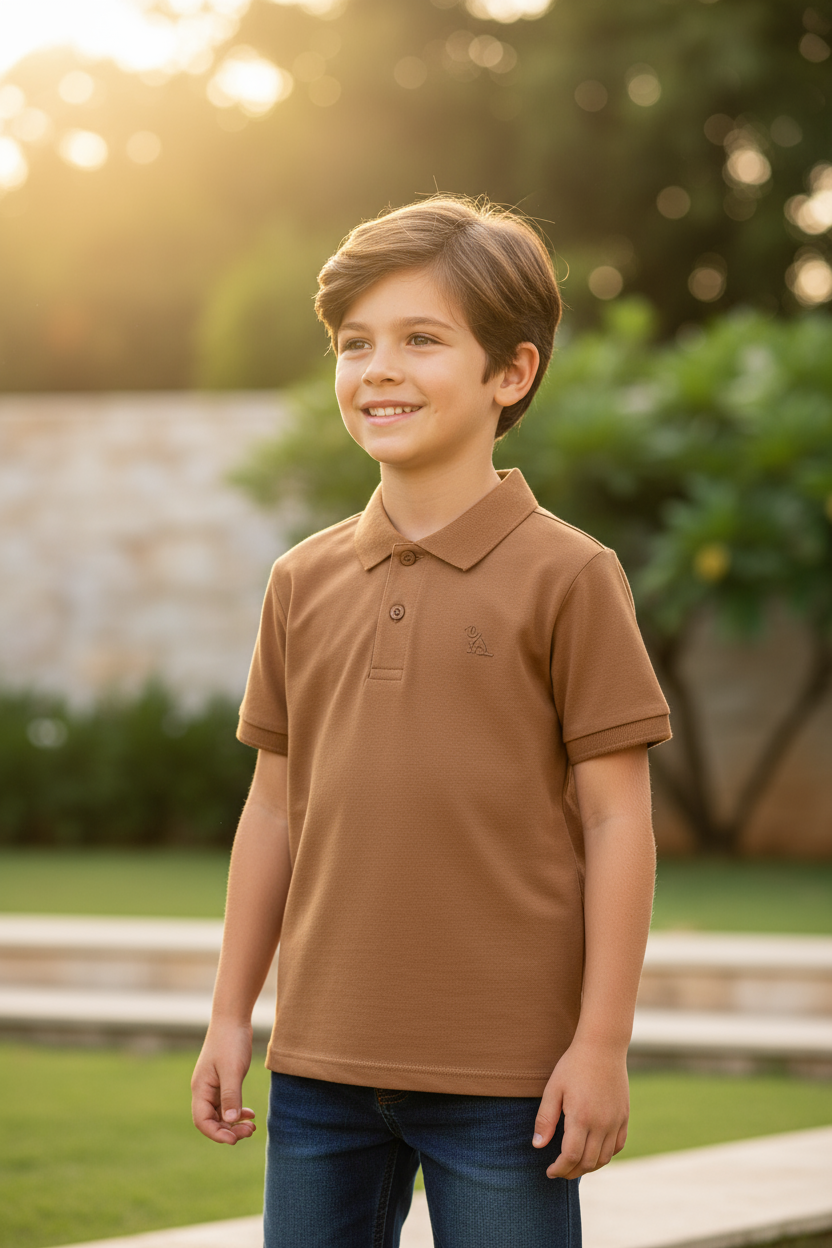 Camisa polo café oscuro niño Quimby 34481-171044