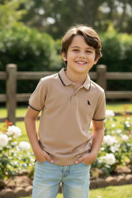 Camisa polo café negra niño 34482-151215