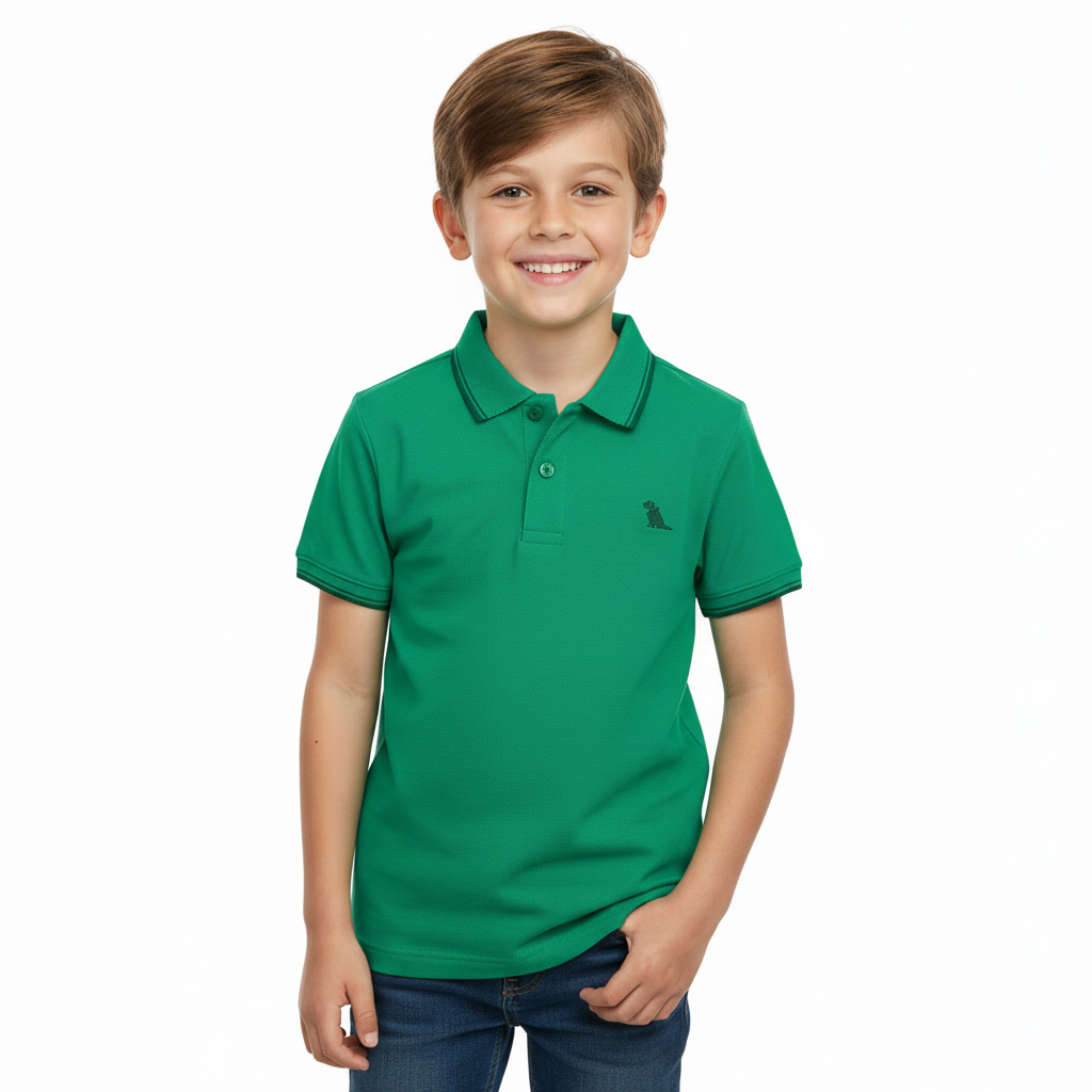 Camisa estilo polo verde esmeralda Quimby niño 34482-165932 bebé niño y niño