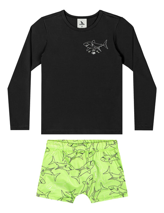 Traje de baño 2 piezas  camisa negra niño Quimby 34516-008910
