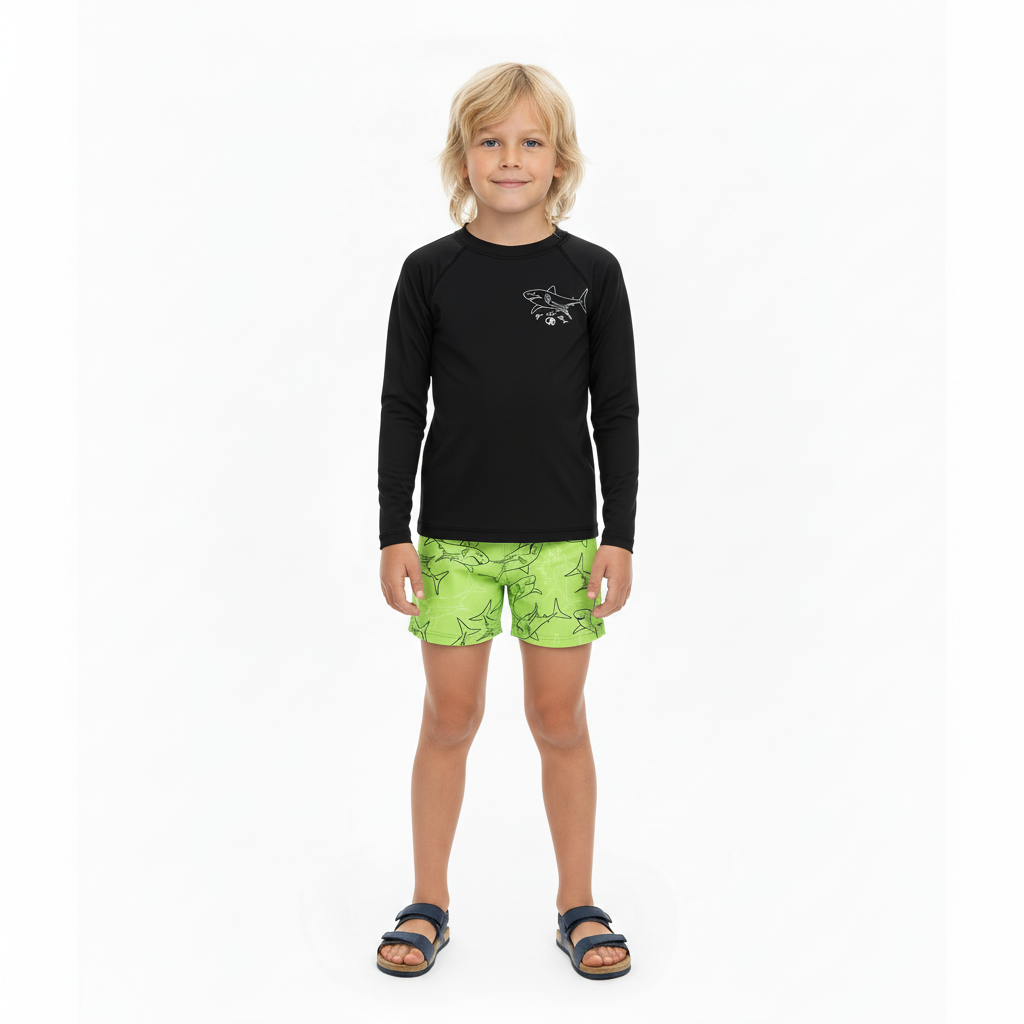 Traje de baño 2 piezas  camisa negra niño Quimby 34516-008910