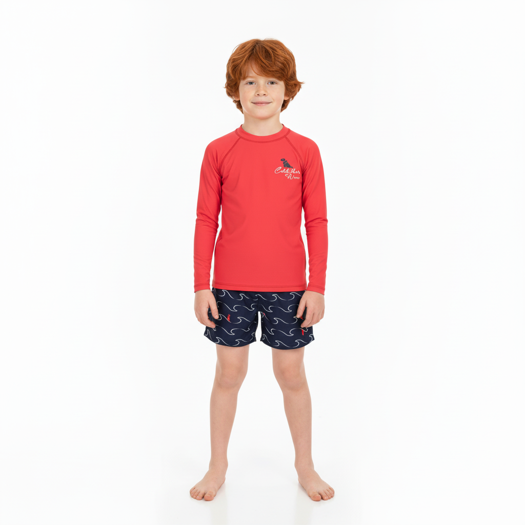 Set traje de baño  2 piezas camisa roja niño Quimby 34516-191763