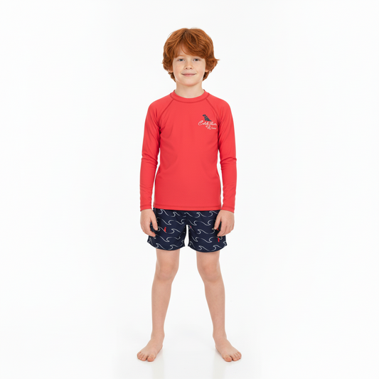 Set traje de baño  2 piezas camisa roja niño Quimby 34516-191763