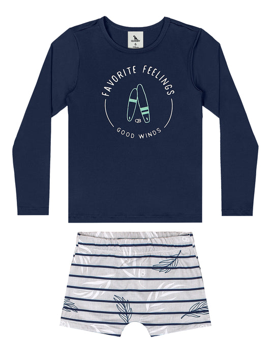 set traje de baño 2 piezas  camisa azul niño Quimby 34516-1913921