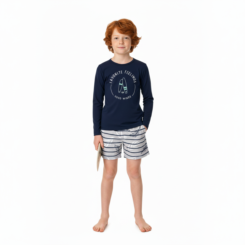 set traje de baño 2 piezas  camisa azul niño Quimby 34516-1913921