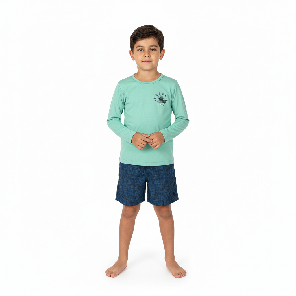 Set conjunto traje de baño verde niño Quimby 34519-135714