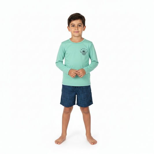 Set conjunto traje de baño verde niño Quimby 34519-135714
