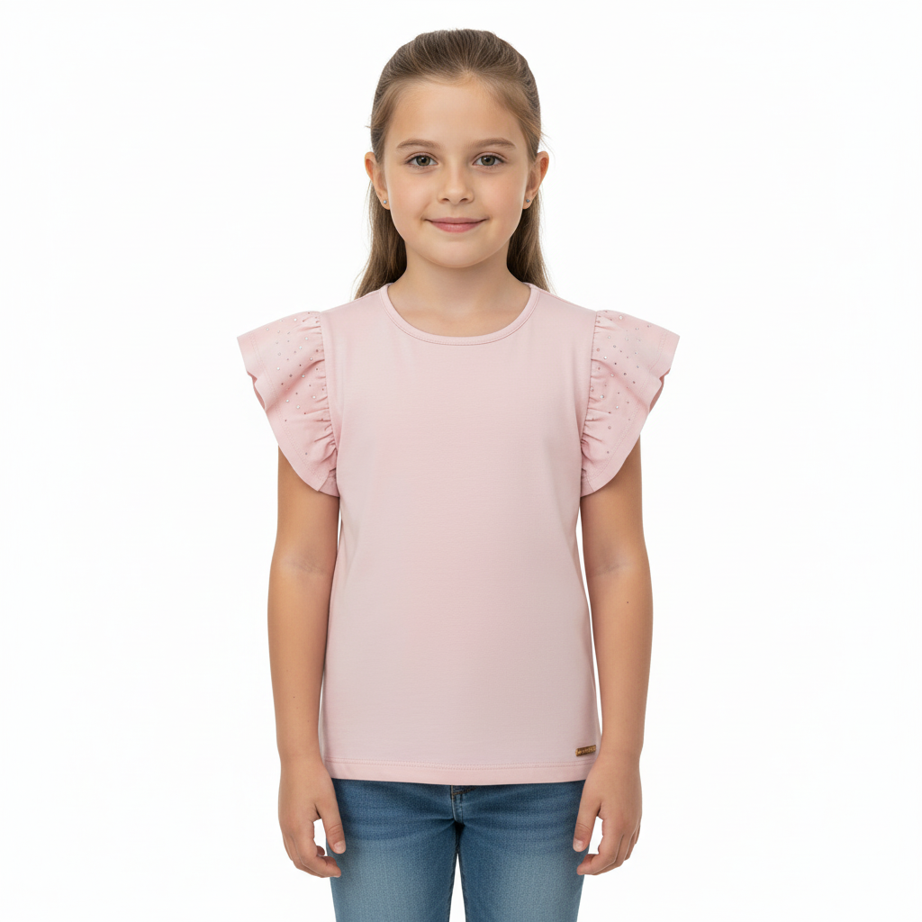Camisa blusa rosada revuelos Quimby niña 34529-131906