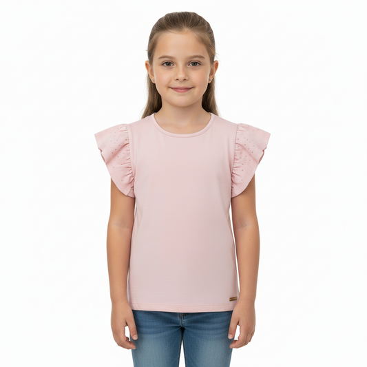 Camisa blusa rosada revuelos Quimby niña 34529-131906