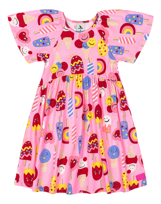 Vestido rosado helado paletas ice cream Quimby niña 34531-AB2362