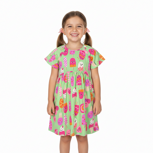 Vestido verde  helado ice cream niña Quimby 34531-AB2363