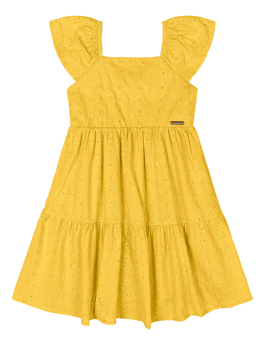 Vestido amarillo niña blonda revuelos Quimby 34538-120736