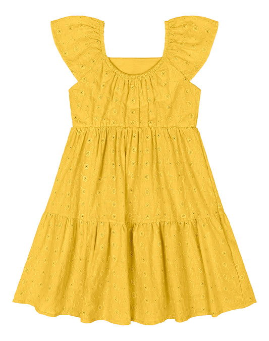 Vestido amarillo niña blonda revuelos Quimby 34538-120736