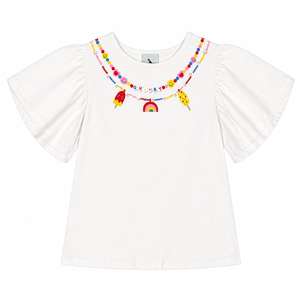 Camisa blusa blanca niña helados ice cream Quimby 34540-000106