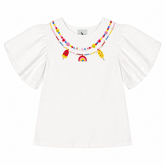 Camisa blusa blanca niña helados ice cream Quimby 34540-000106