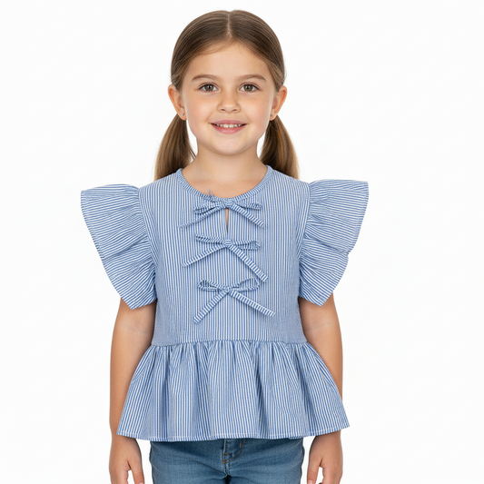 Camisa  azul rayas niña Quimby 34541-144112