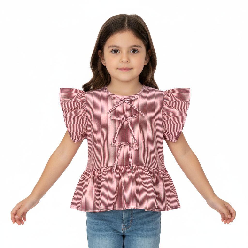 Camisa roja rayas Quimby niña  34541-191862 chongo coquette