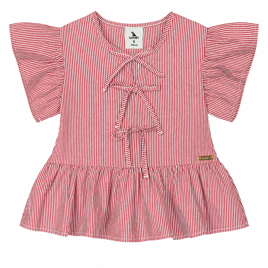 Camisa roja rayas Quimby niña  34541-191862 chongo coquette