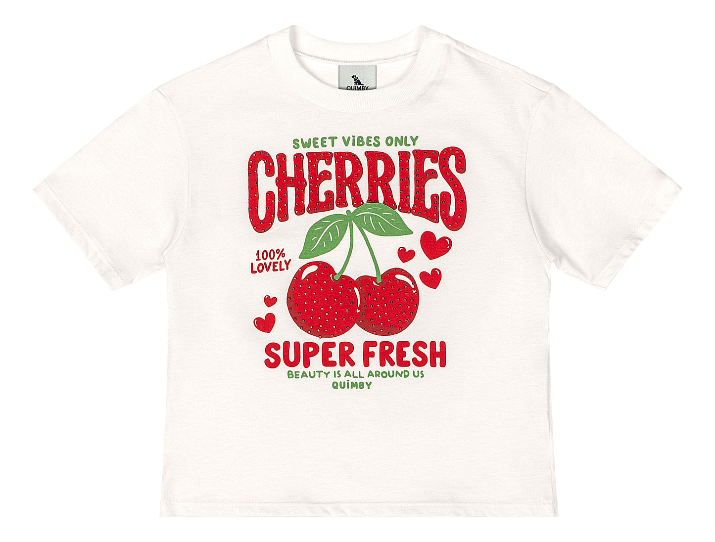 Set conjunto 2 piezas cereza camisa blanca falda roja niña Quimby 34544-000106