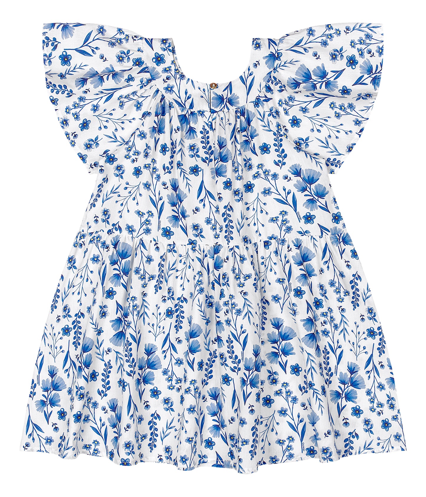 Vestido azul flores revuelos niña Quimby 34551-153919