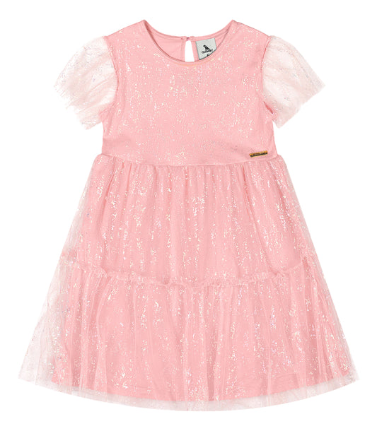 Vestido rosado gala glitter niña Quimby 34564-131906