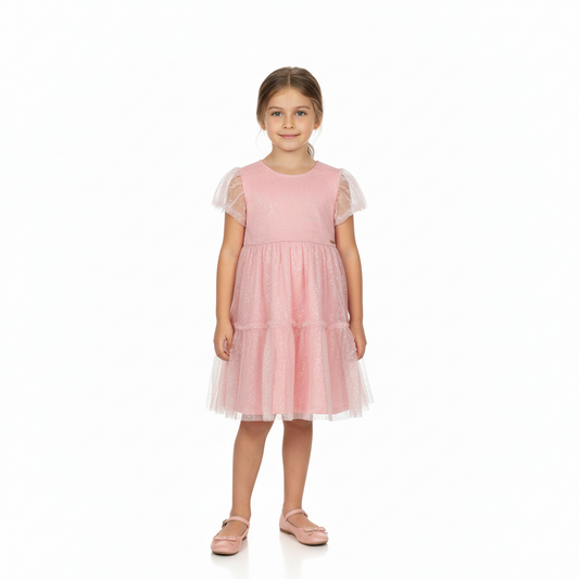 Vestido rosado gala glitter niña Quimby 34564-131906