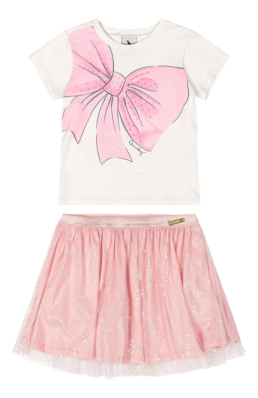 Set conjunto 2 piezas tutu Quimby  blanco y rosado niña  34565-000106