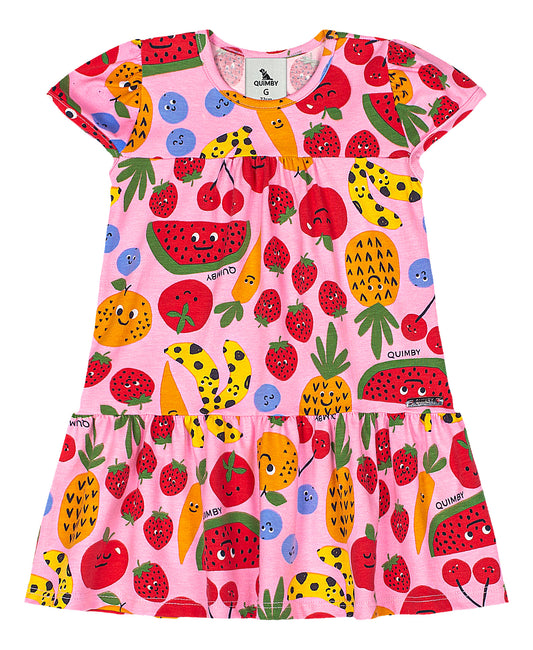 Vestido frutas rosado  bebe niña Quimby 34567-AB2365