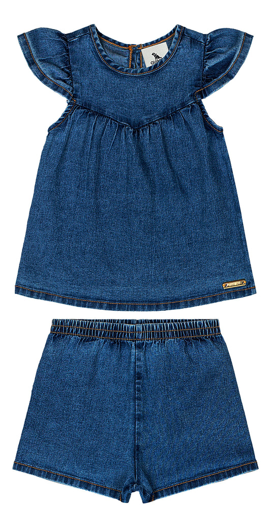 Set conjunto azul jeans niña Quimby 34569-164118