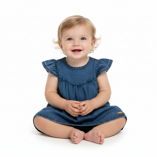 Set conjunto azul jeans bebe niña Quimby 34569-164118