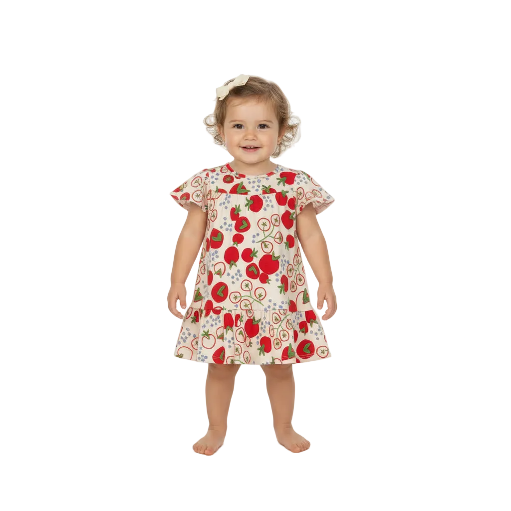 Vestido rojo fresas bebe niña Quimby 34574-BOL194