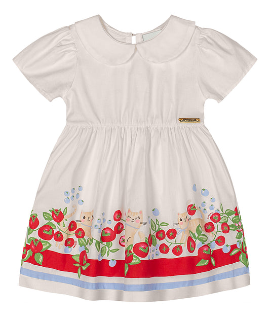 Vestido blanco flores bebe niña Quimby 34579-000106