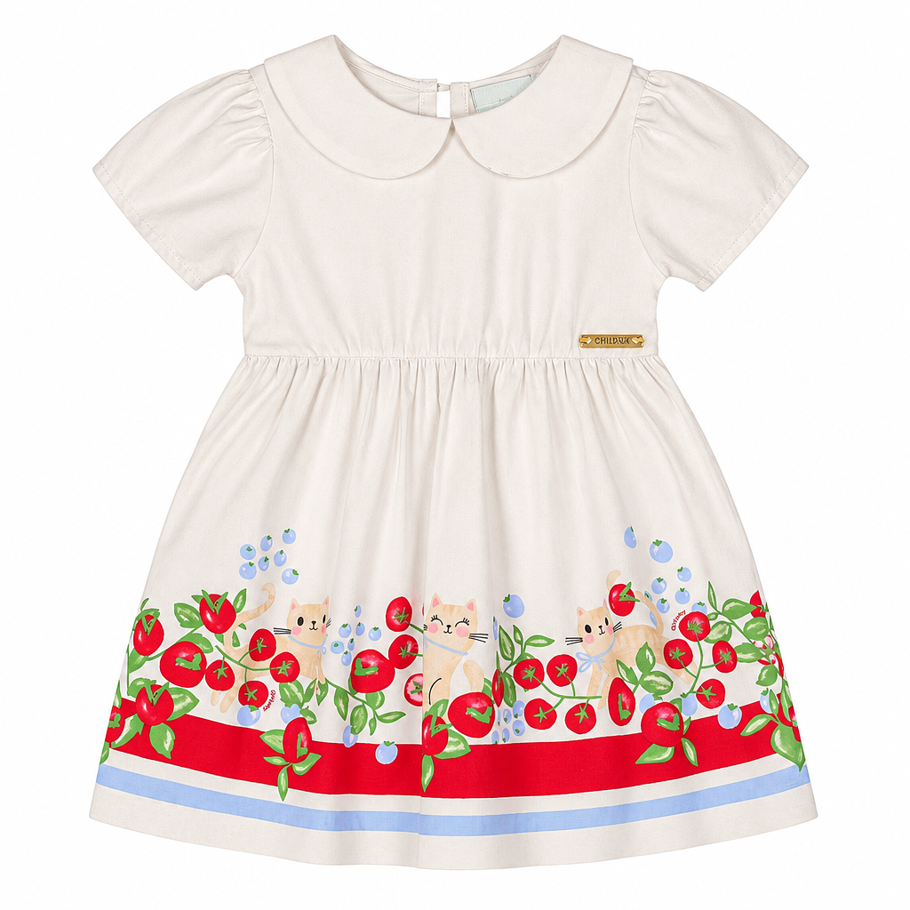 Vestido blanco flores bebe niña Quimby 34579-000106
