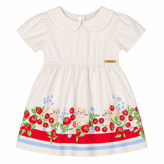 Vestido blanco flores bebe niña Quimby 34579-000106