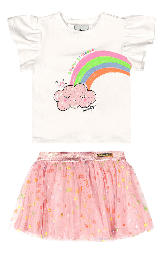 Set conjunto tutu blanco rosado niña Quimby 34582-000106