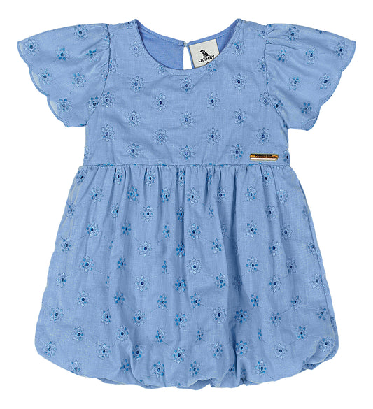 Vestido azul revuelos blonda bebe niña Quimby 34584-144124