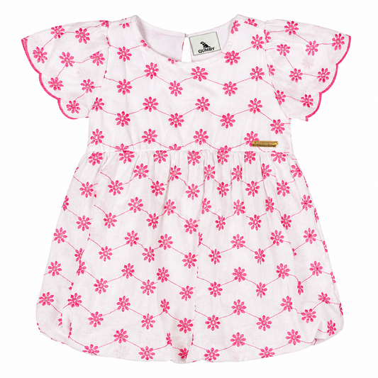 Vestido rosado revuelos blonda bebe niña Quimby 34584-152216